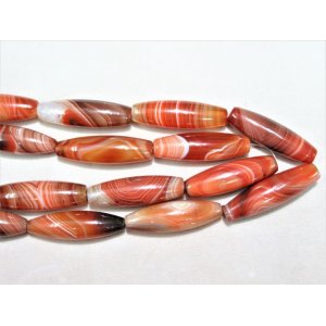 画像: 長丸サードオニキスアゲート　４cmX1.2cm：１連：約40cm：約１.5連で、赤字特価900円