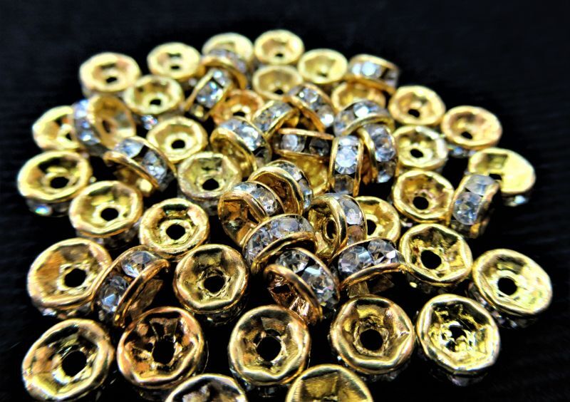 画像2: ジルコニアパーツ (ロンデル)　ゴールド×クリア　平型5mm　厚さ2.5mm　50個セット　tm-ｎ466